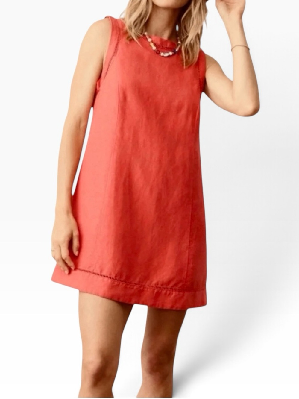 NWT MARINE LAYER Cora Sleeveless Coral Color Shift Mini Dress Size Medium